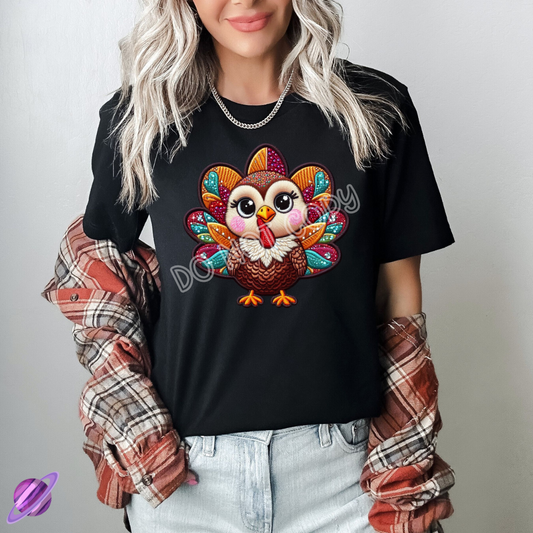 EMBROID FALL TURKEY TEE