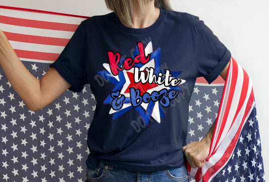 PATRIOTIC RUN -RED WHITE & BOOZY - UNISEX TEE ADULTS/KIDS