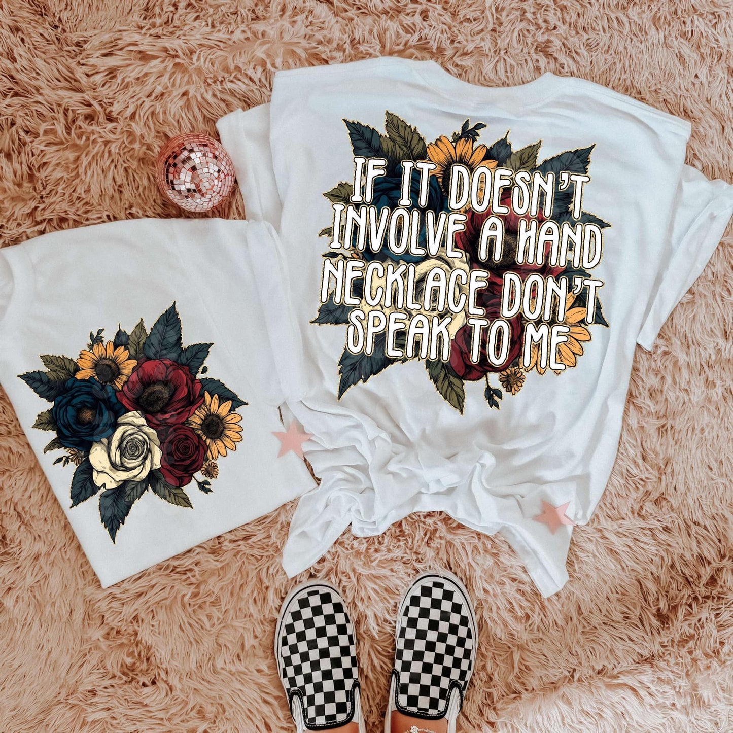 HAND NECKLACE - POCKET PRINT DOUBLE SIDED TEE