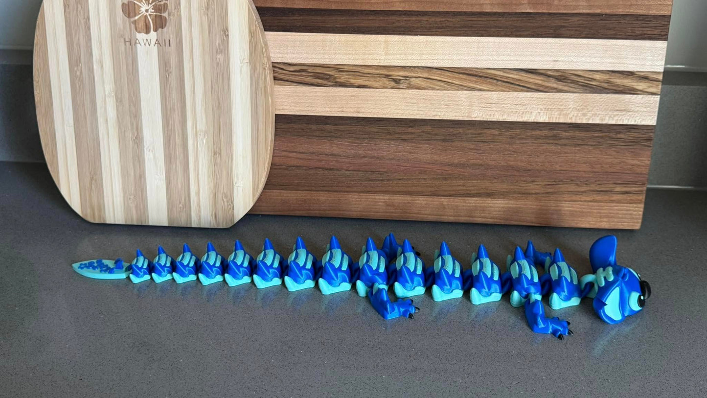 3D PRINTED BLUE ALIEN ARTICULATED DRAGON