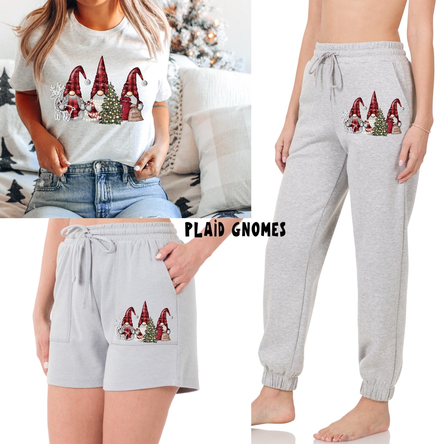 LOUNGEWEAR RUN-PLAID GNOMES