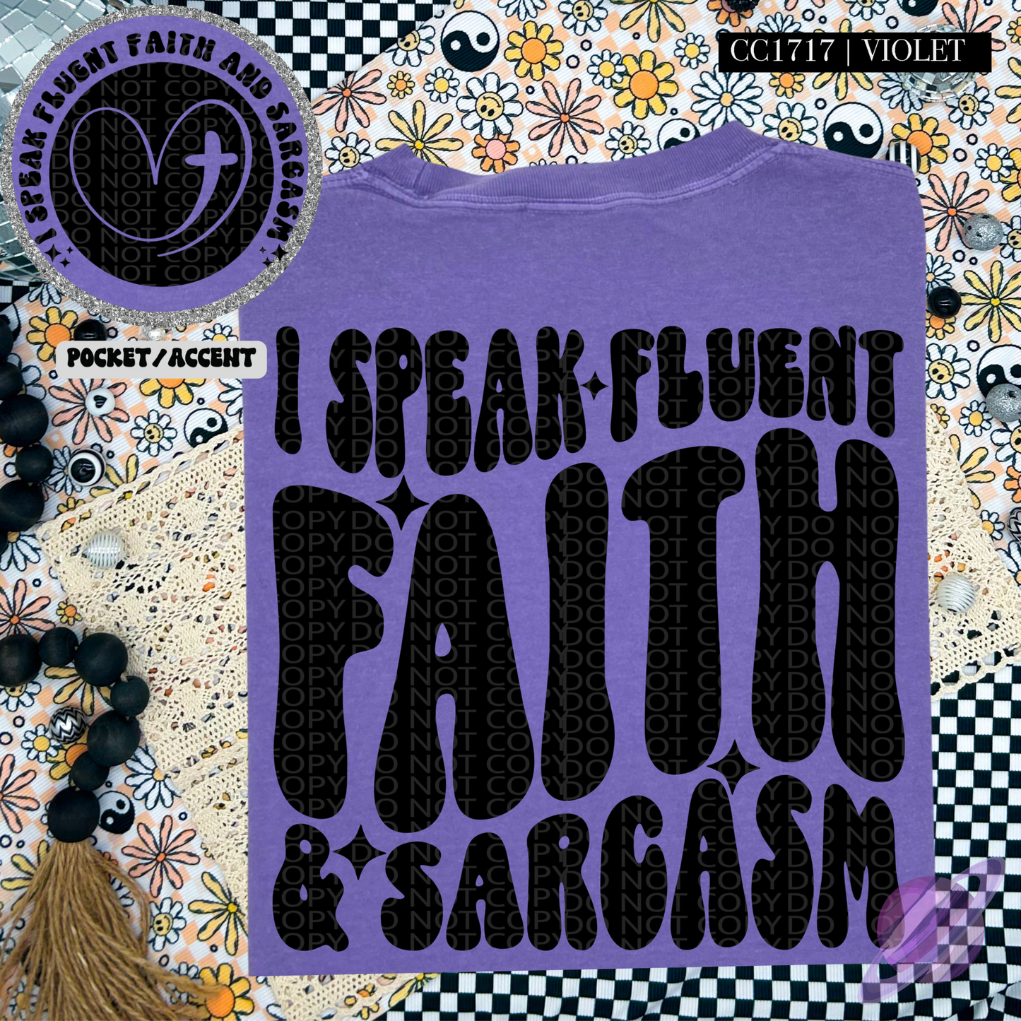 I SPEAK FLUENT FAITH- POCKET PRINT DOUBLE SIDED TEE