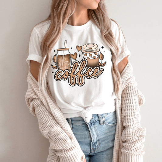 COFFEE CURSIVE WITH CUPS TEE