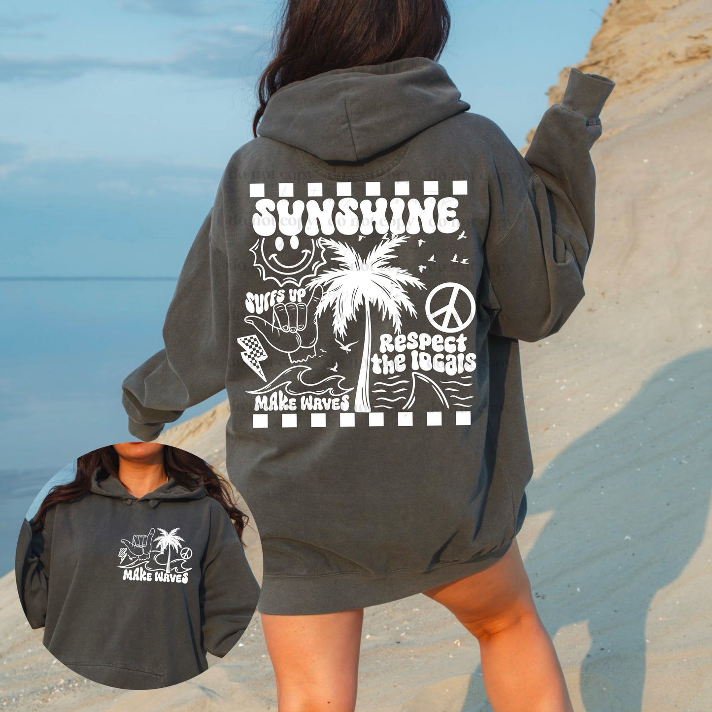 MAKE WAVES HOODIE FRONT & BACK DESIGN