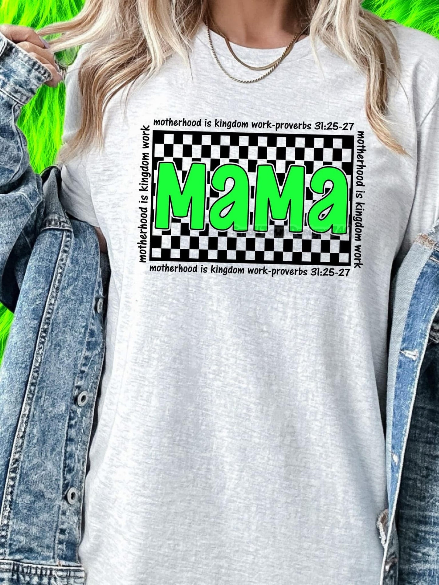 MAMA CHECKERED RELIGIOUS TEE