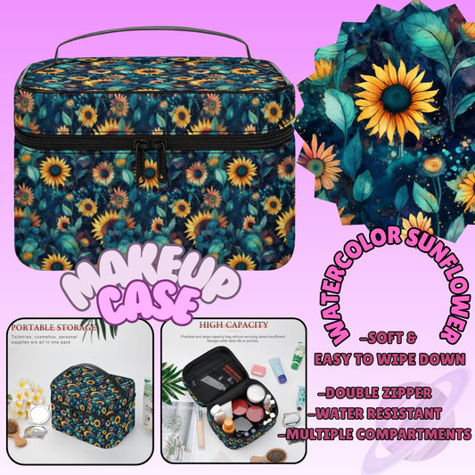 MAKEUP BAG RUN-WATERCOLOR SUNFLOWER-PREORDER CLOSING 8/11