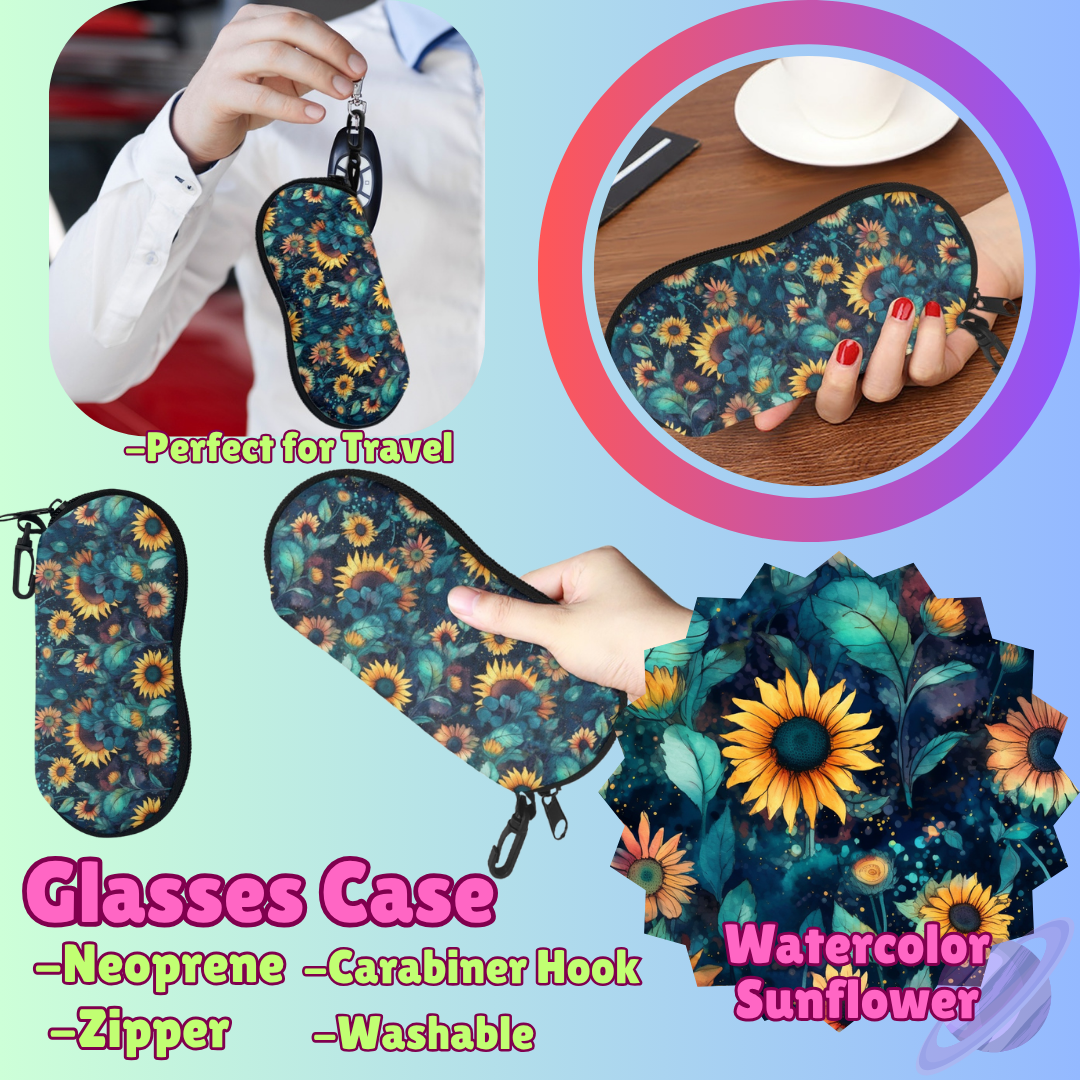 SUNGLASSES CASE RUN-WATERCOLOR SUNFLOWER-PREORDER CLOSING 8/8