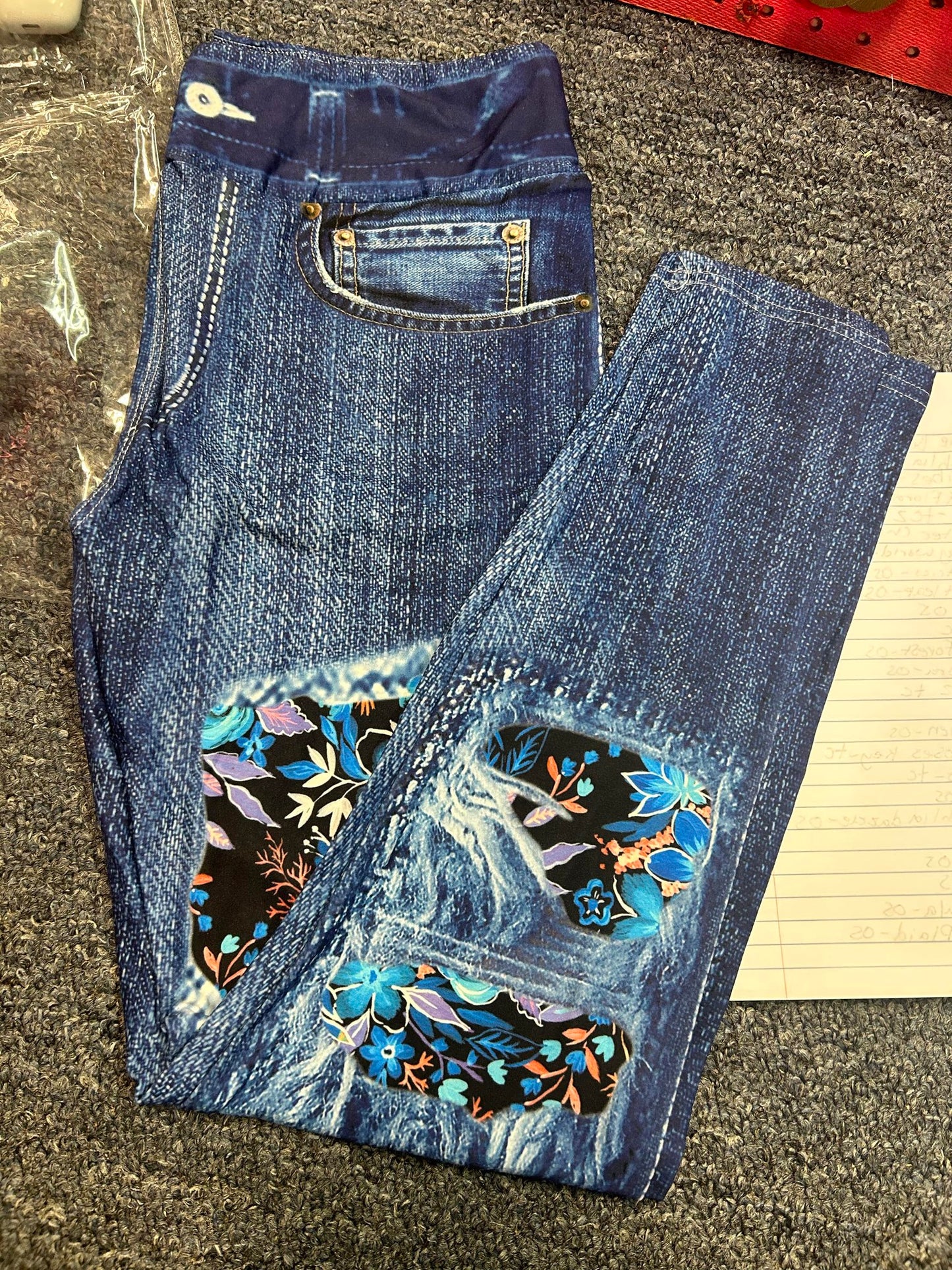 Denim Blue floral fantasy patch