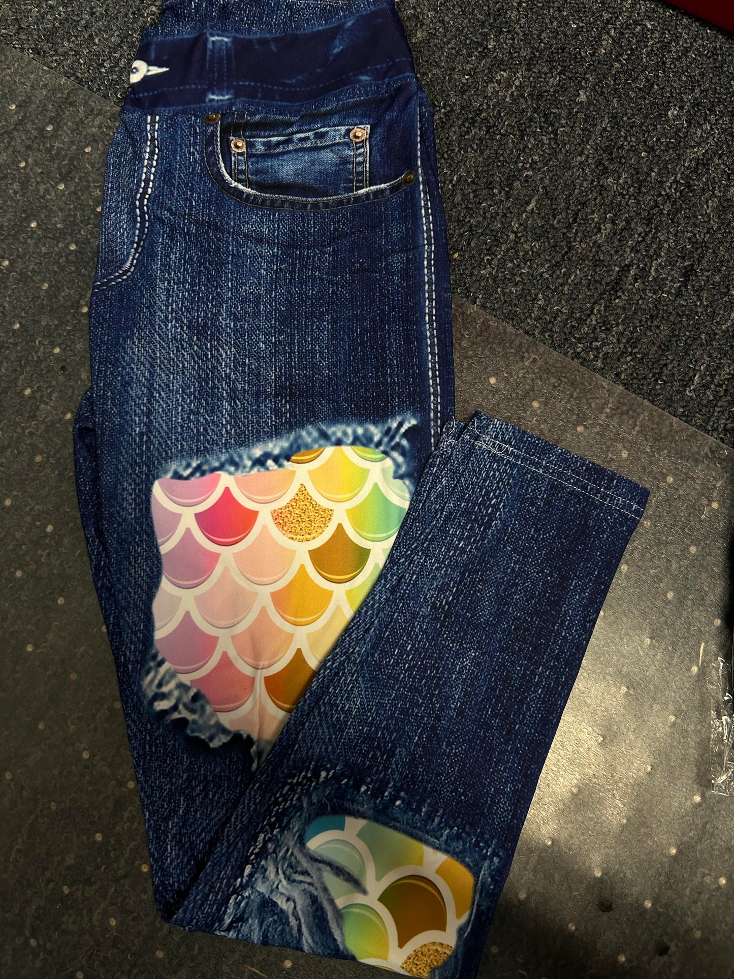 Denim mermaid scale patch