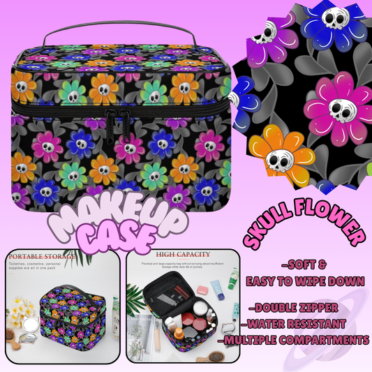 MAKEUP BAG RUN-SKULL FLOWER-PREORDER CLOSING 8/11