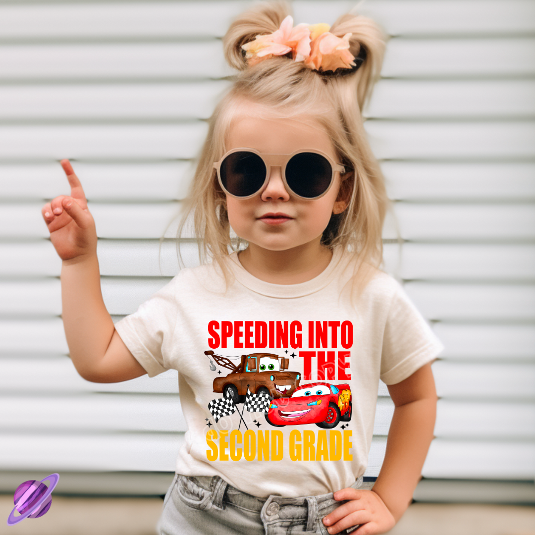 SPEEDING INTO THE SECOND GRADE TEE