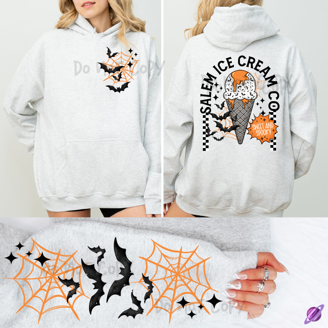 SALEM ICE CREAM - BACK PRINT W/ POCKET AND SLEEVE DESIGN HOODIE
