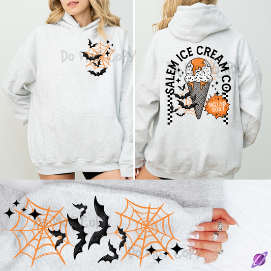 SALEM ICE CREAM - BACK PRINT W/ POCKET AND SLEEVE DESIGN HOODIE