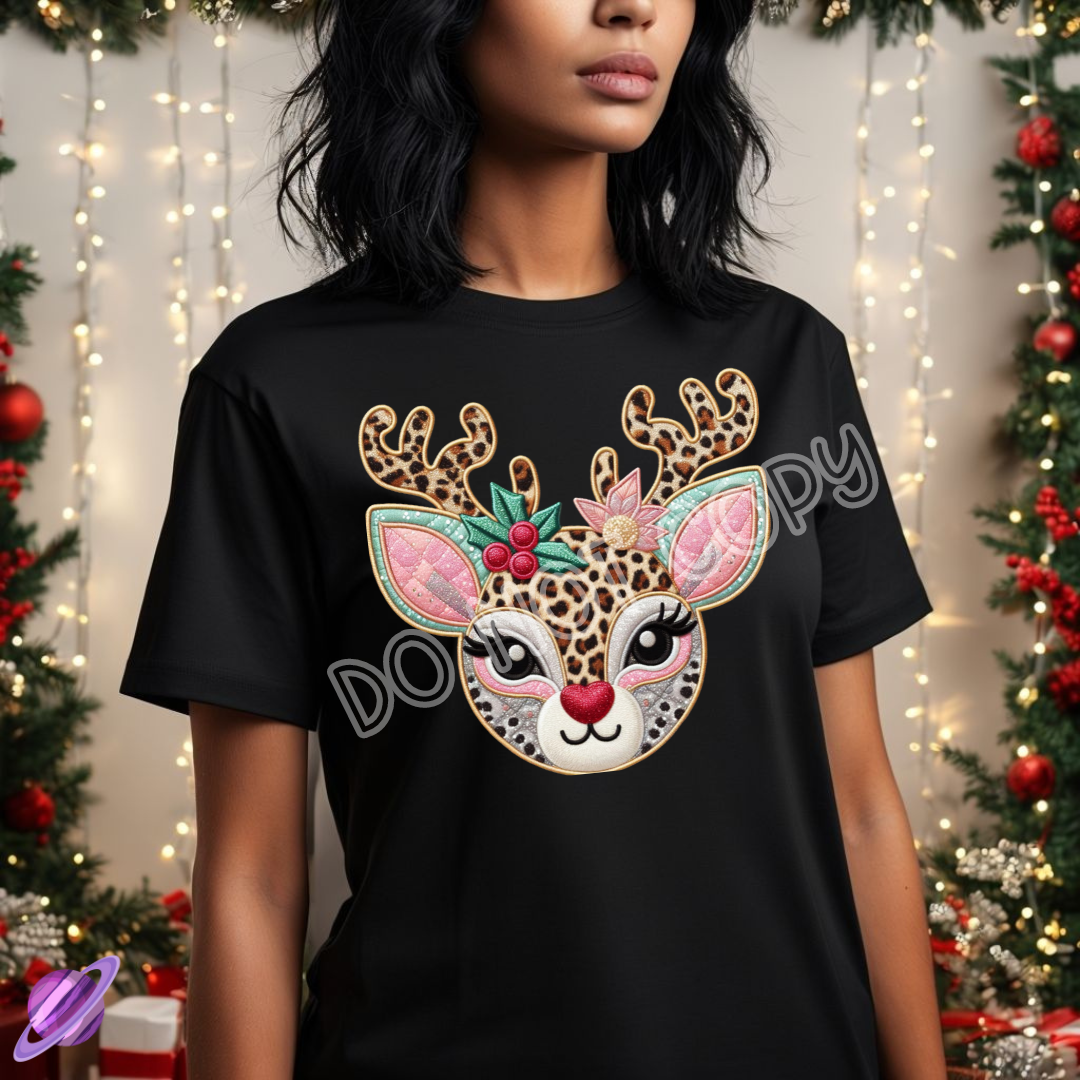QUILTED PINK RUDOLPH TEE