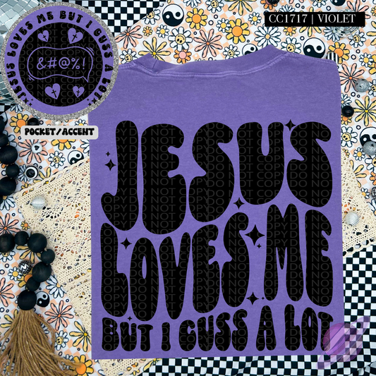 JESUS LOVES ME GUESS- POCKET PRINT DOUBLE SIDED TEE
