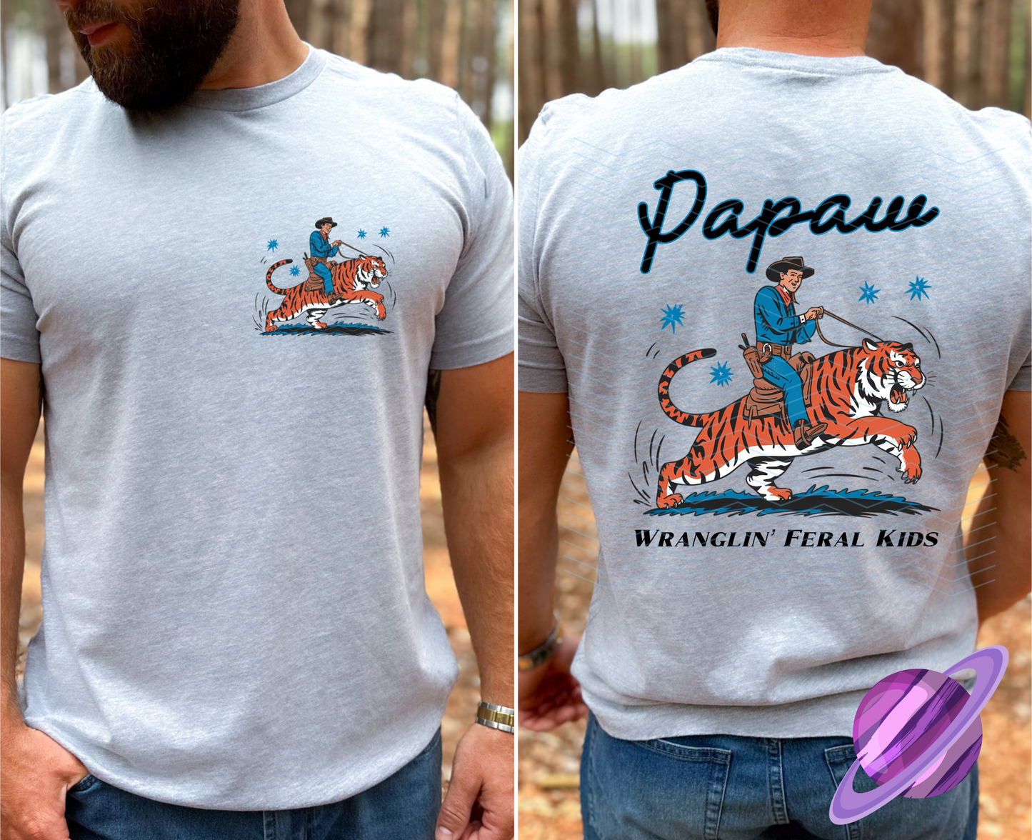 DAD AND PAPAW WRANGLIN FERAL KIDS COLLECTION DOUBLE SIDED TEE (MULTIPLE OPTIONS)