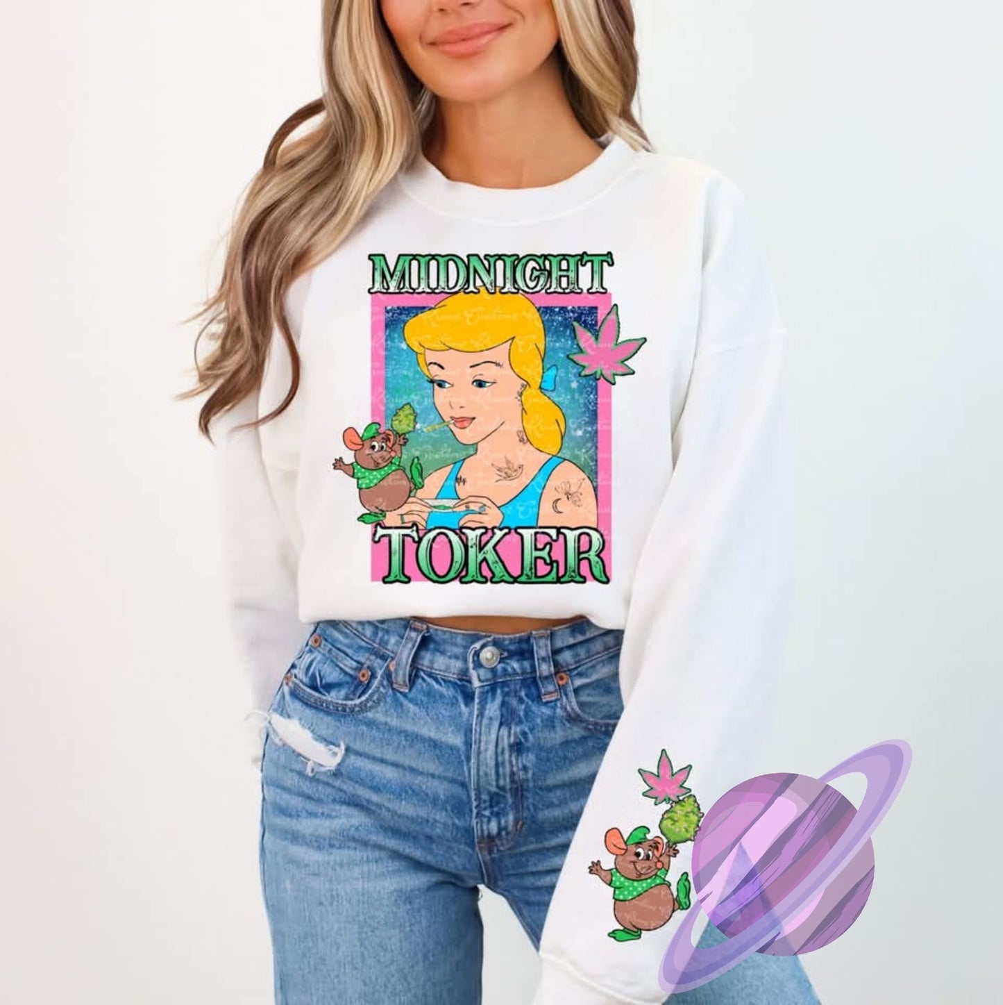 MIDNIGHT TOKER SWEATSHIRT W/ SLEEVE PRINT