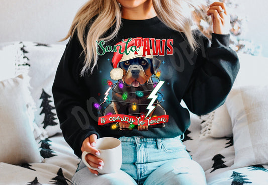 SANTA PAWS 17-Rottweiler- CREWNECK SWEATSHIRT