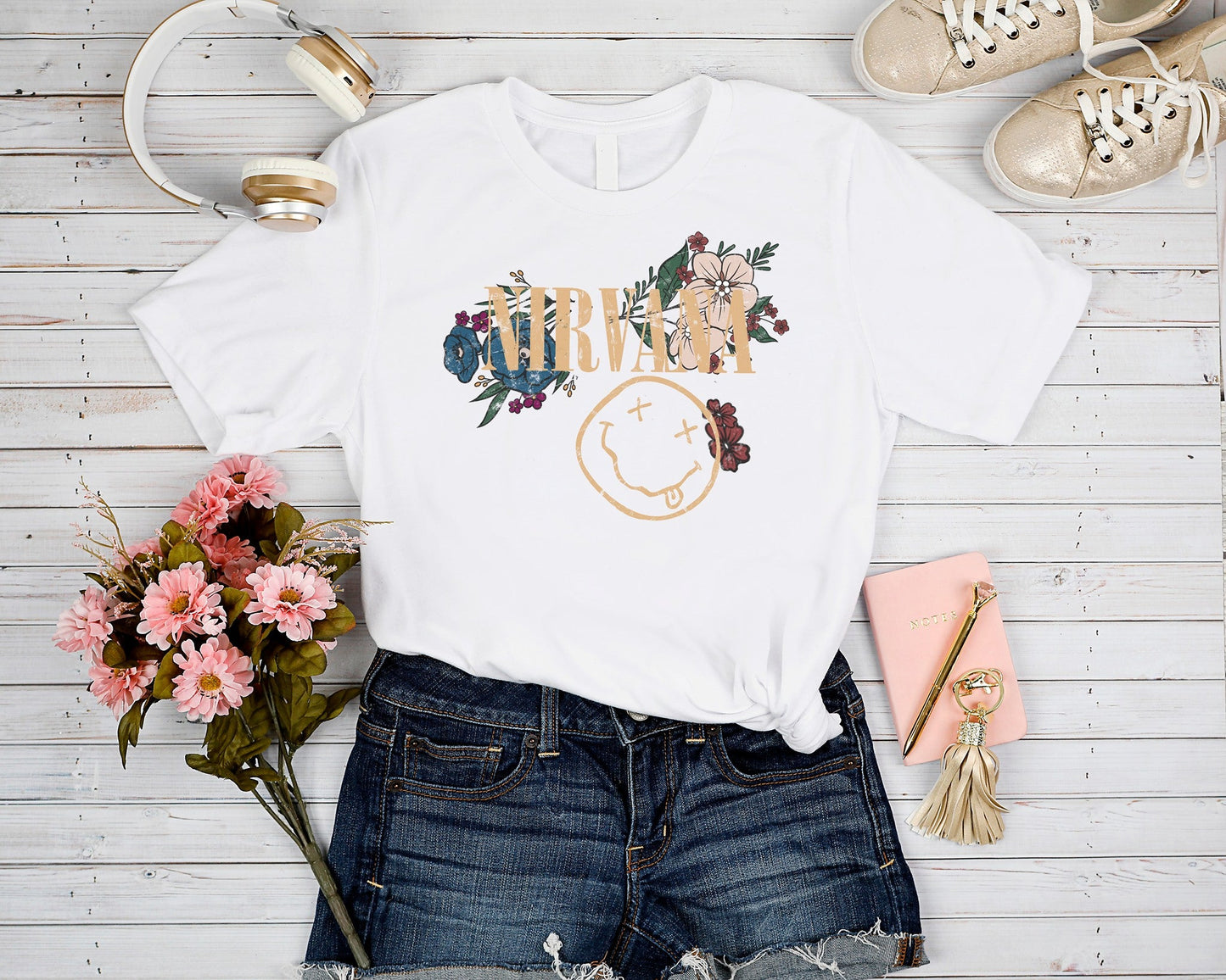 FLORAL BAND RUN- NIRV UNISEX GRAPHIC TEE