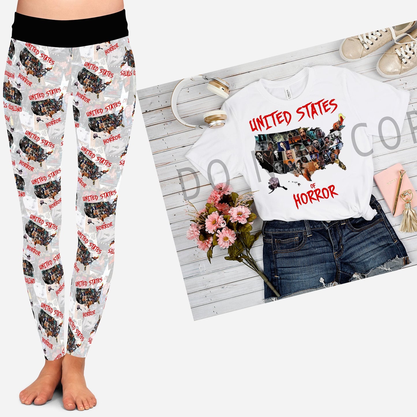 OUTFIT RUN 4- UNITED STATES OF HORROR TEE