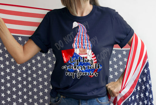 FREEDOM GNOMES LIGHTIN CRACKERS- UNISEX TEE ADULTS/KIDS