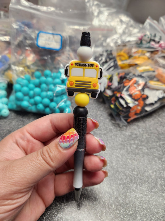 School Bus 1 Silicone Beaded Pen or Keychain