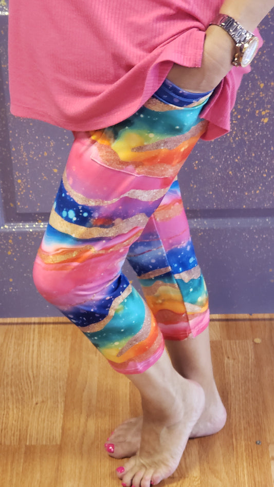 Rainbow agate 4 capris, shorts and skorts with pockets