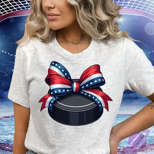 PATRIOTIC BOW PUCK TEE