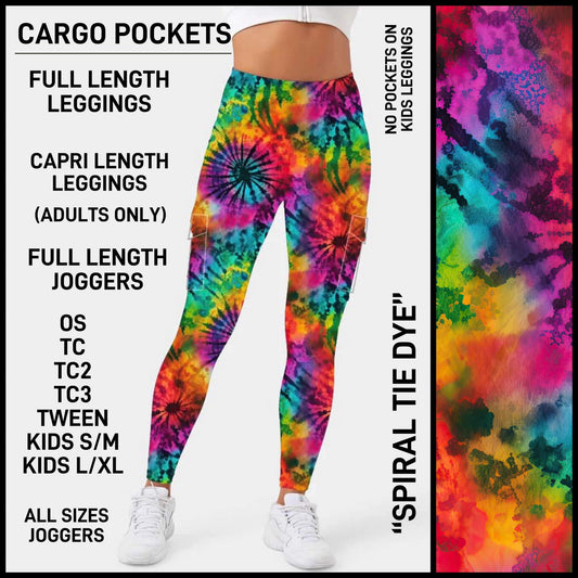 RTS - Spiral Tie Dye Leggings with Cargo Pockets
