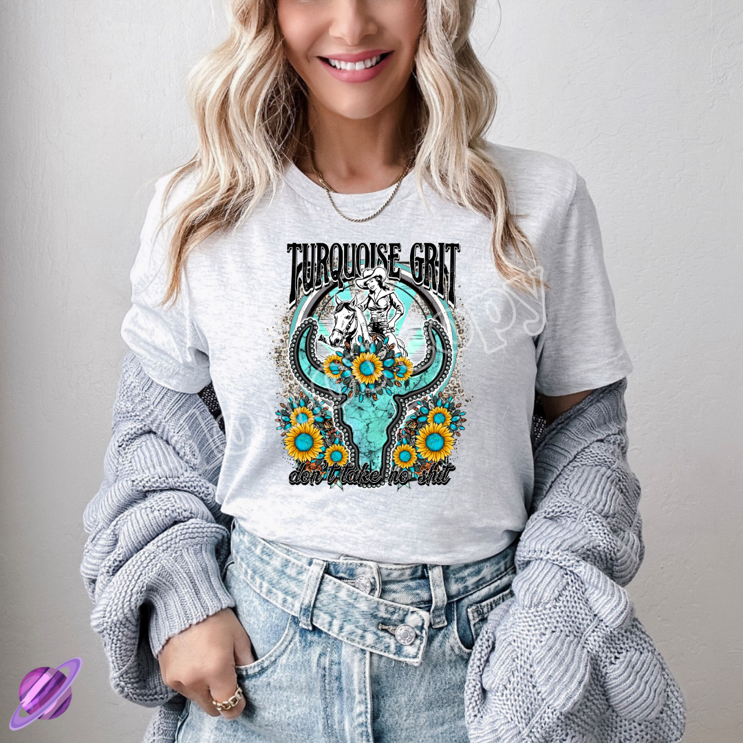 TURQUOISE GRIT TEE