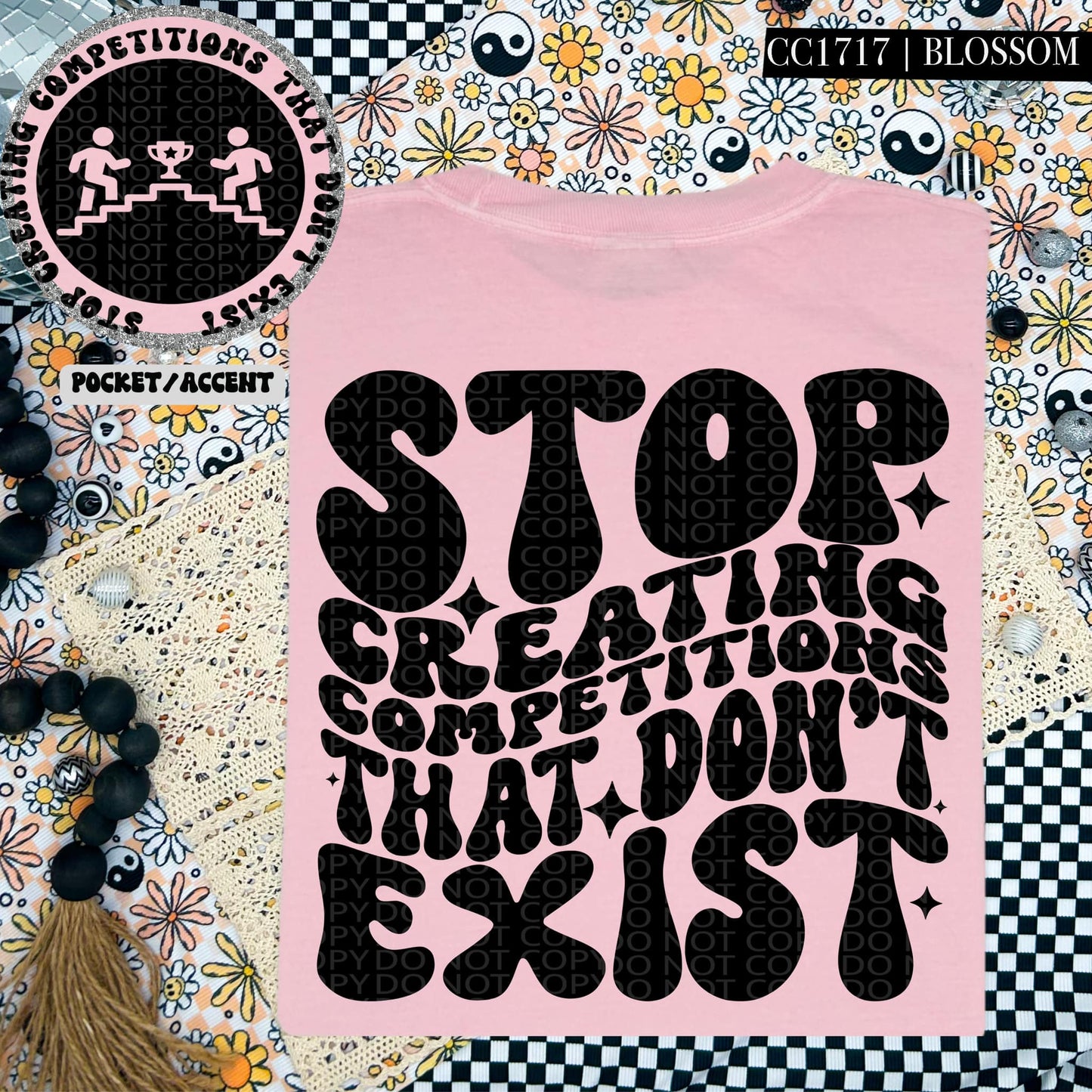 STOP CREATING COMPETITION - POCKET PRINT DOUBLE SIDED TEE