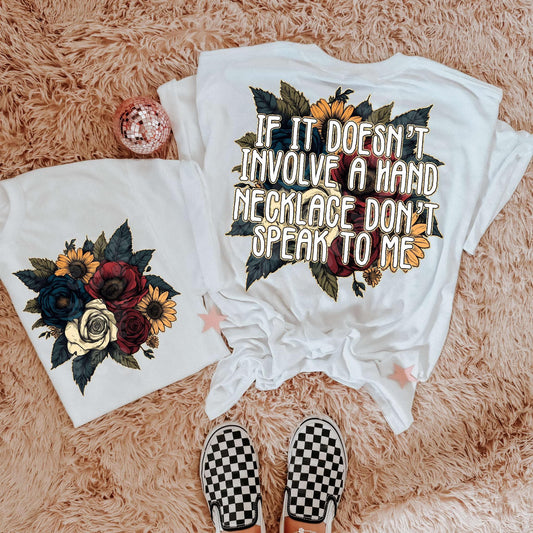 HAND NECKLACE - POCKET PRINT DOUBLE SIDED TEE