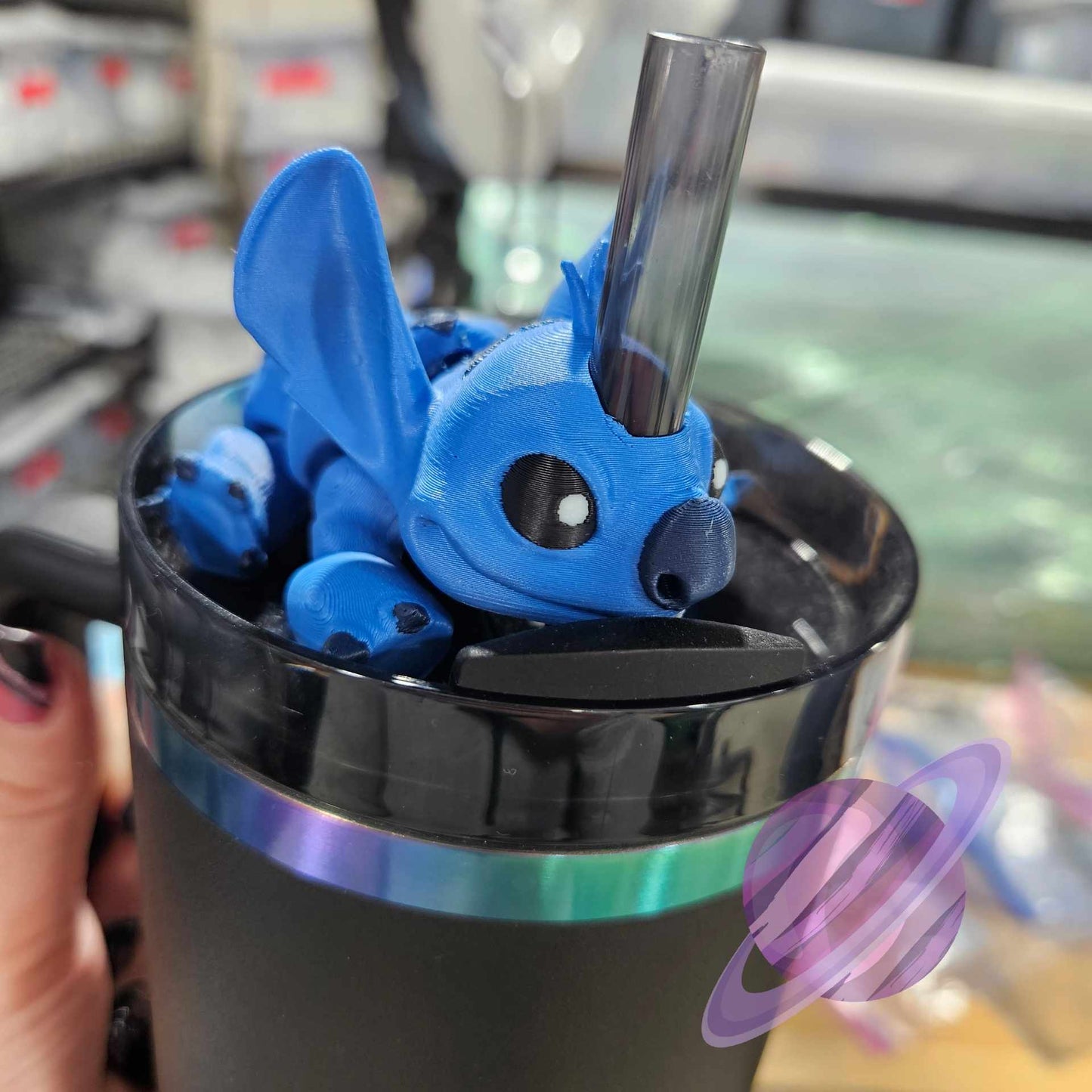 BLUE ALIEN-3D PRINTED STRAW BUDDY