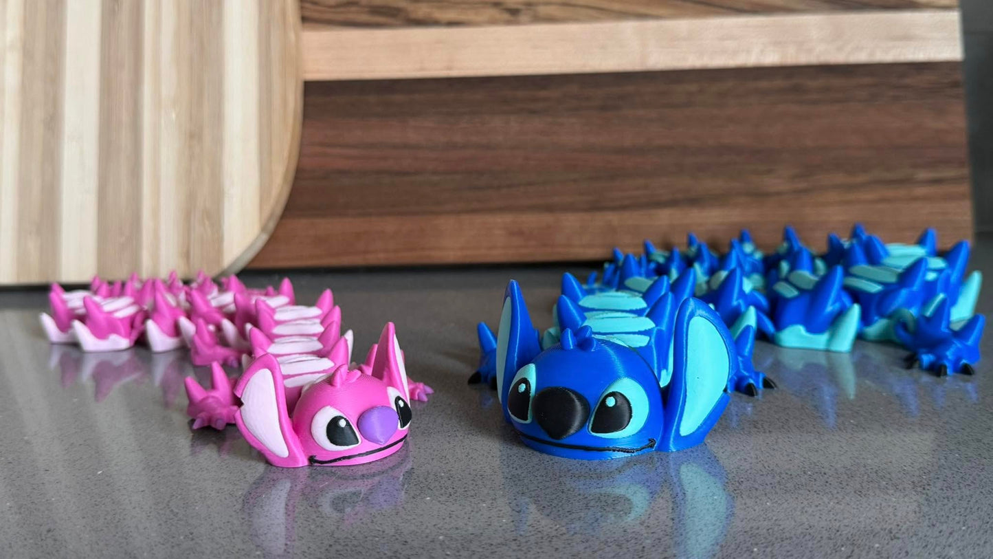 3D PRINTED PINK ALIEN ARTICULATED DRAGON