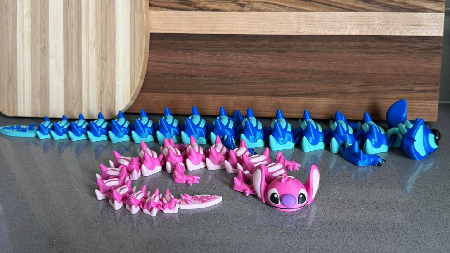 3D PRINTED PINK ALIEN ARTICULATED DRAGON