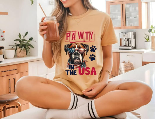 PAWTY IN USA TEE