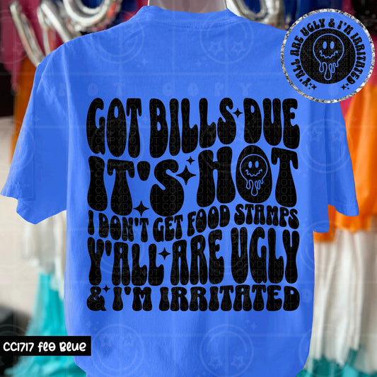 BILLS DUE DOUBLE SIDED TEE