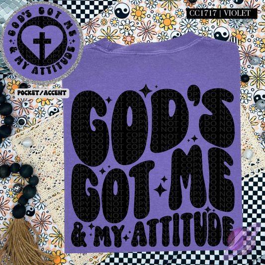 GODS GOT ME ATTITUDE - POCKET PRINT DOUBLE SIDED TEE