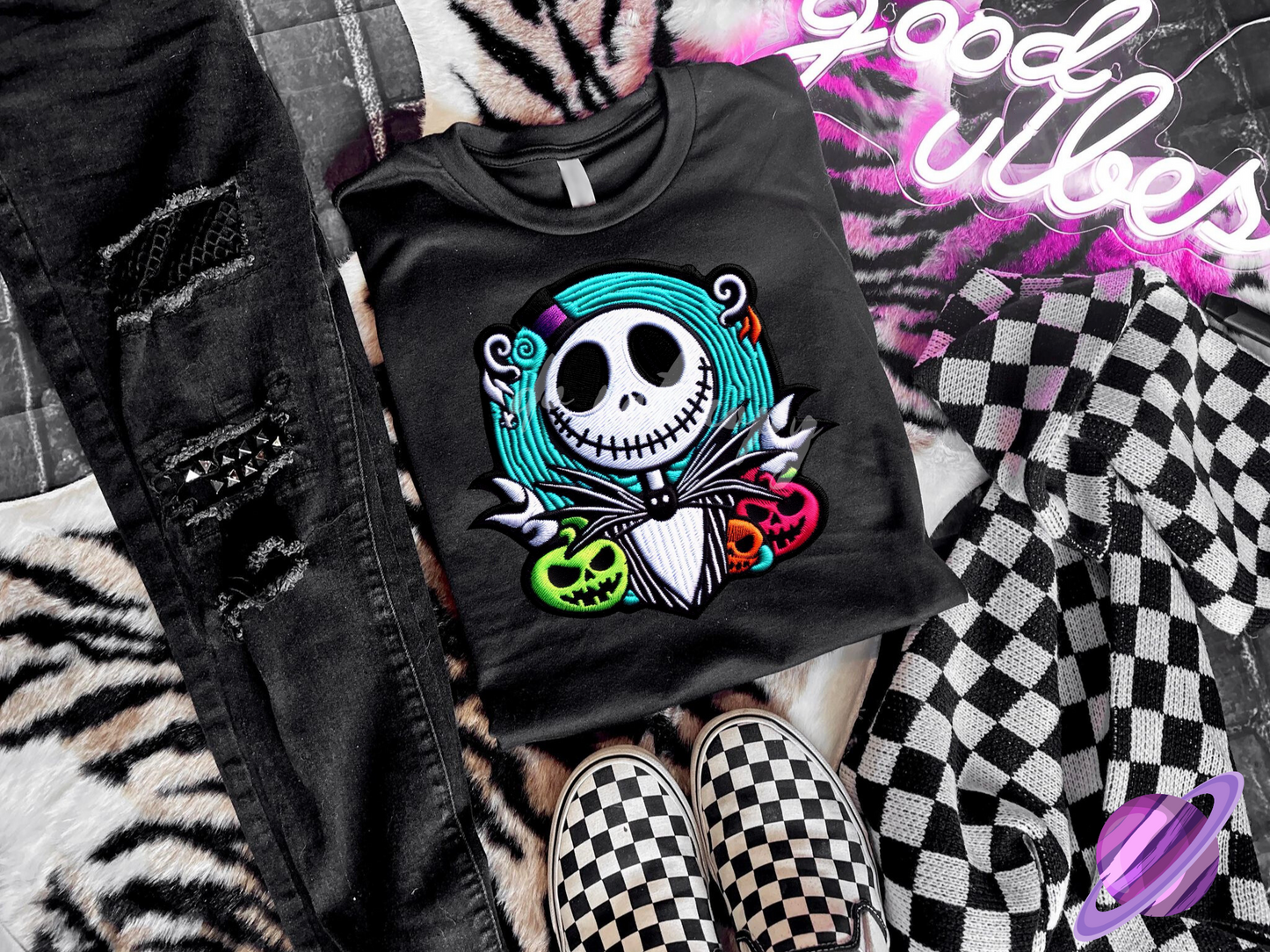 EMBROID SKELE UNISEX TEE ADULTS/KIDS