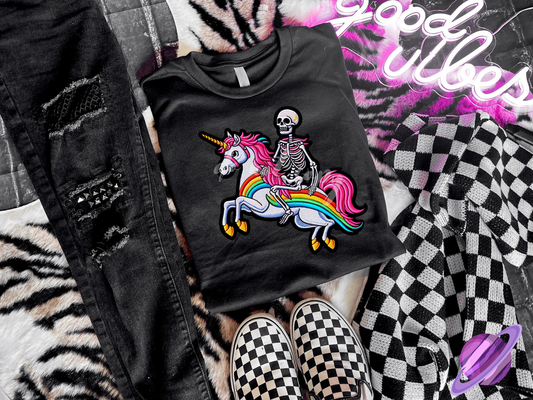 EMBROID UNI SKELE UNISEX TEE ADULTS/KIDS