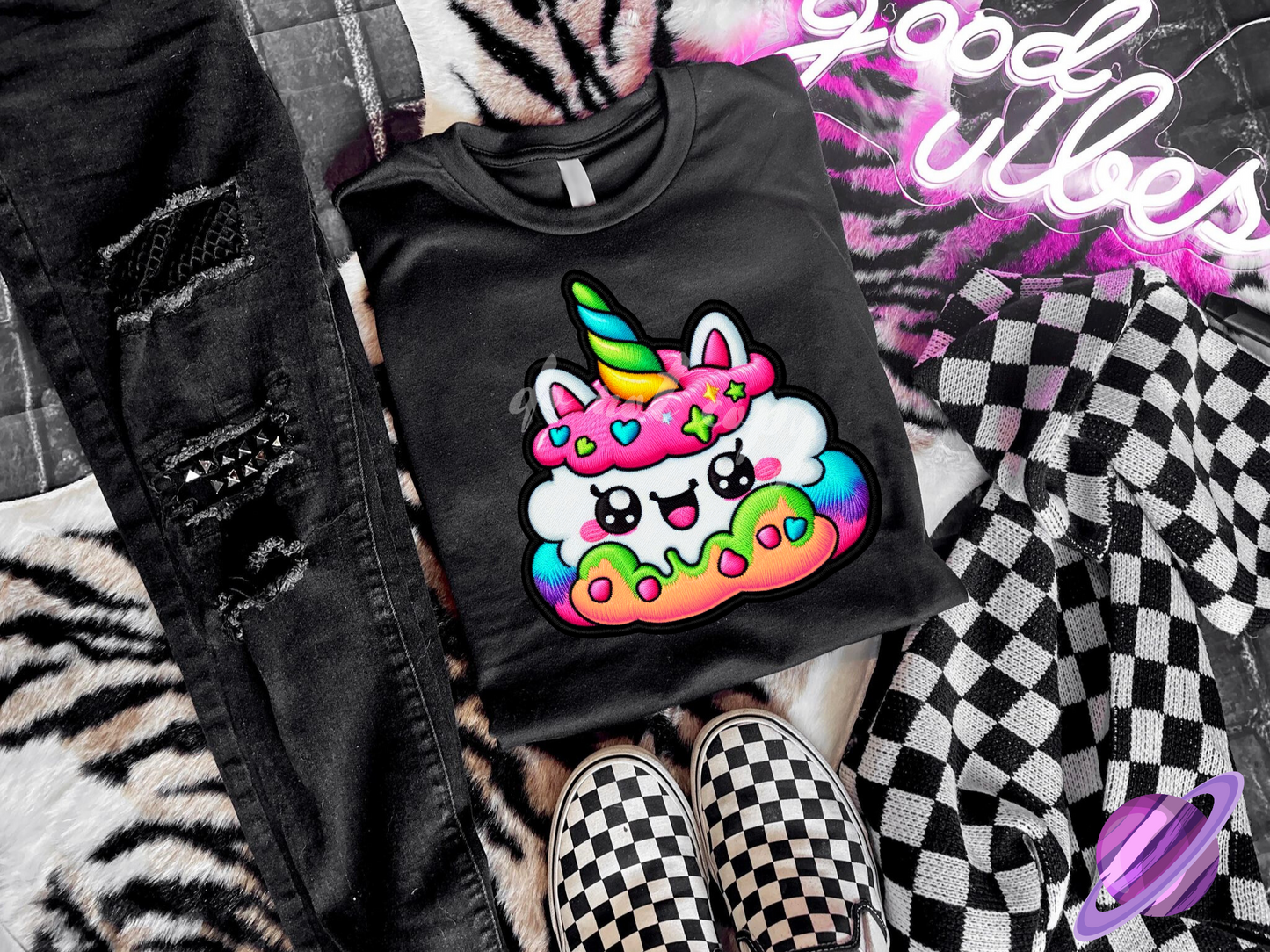 EMBROID CHUBBY UNICORN UNISEX TEE ADULTS/KIDS (Copy)