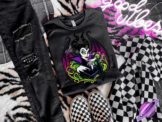 EMBROID MALIFICENT UNISEX TEE ADULTS/KIDS