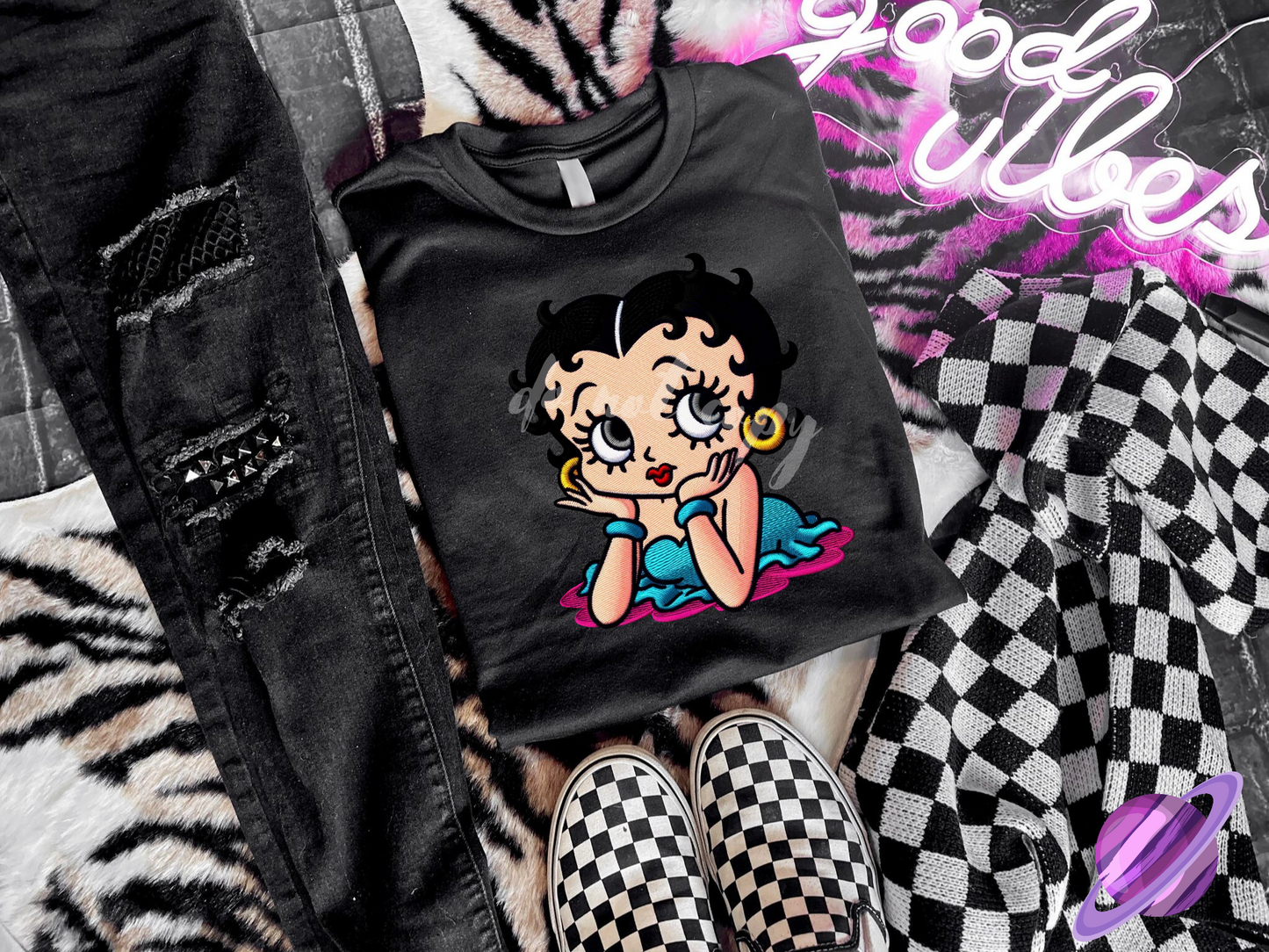 EMBROID BOOP UNISEX TEE ADULTS/KIDS