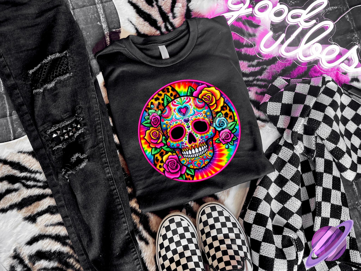 EMBROIDERED SKULL 2 UNISEX TEE ADULTS/KIDS