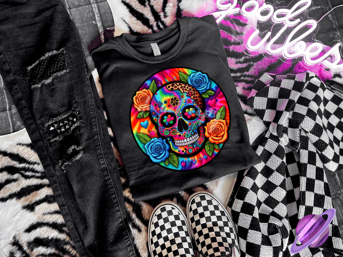 EMBROIDERED SKULL 3 UNISEX TEE ADULTS/KIDS