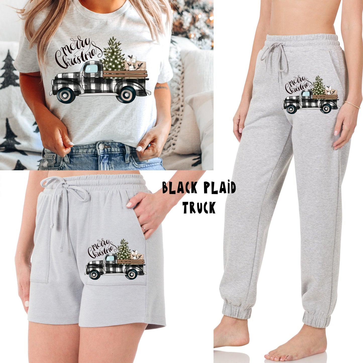 LOUNGEWEAR RUN-BLACK PLAID TRUCK TEE- PREORDER CLOSING 9/30