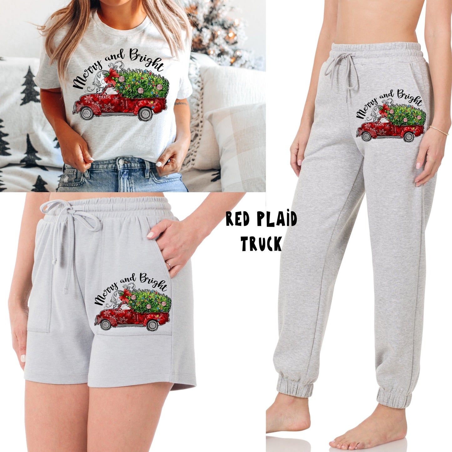 LOUNGEWEAR RUN-RED PLAID TRUCK TEE- PREORDER CLOSING 9/30