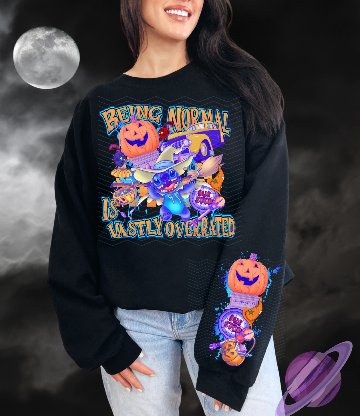 ALIEN TOWN-CREWNECK SWEATSHIRT W/ SLEEVE PRINT