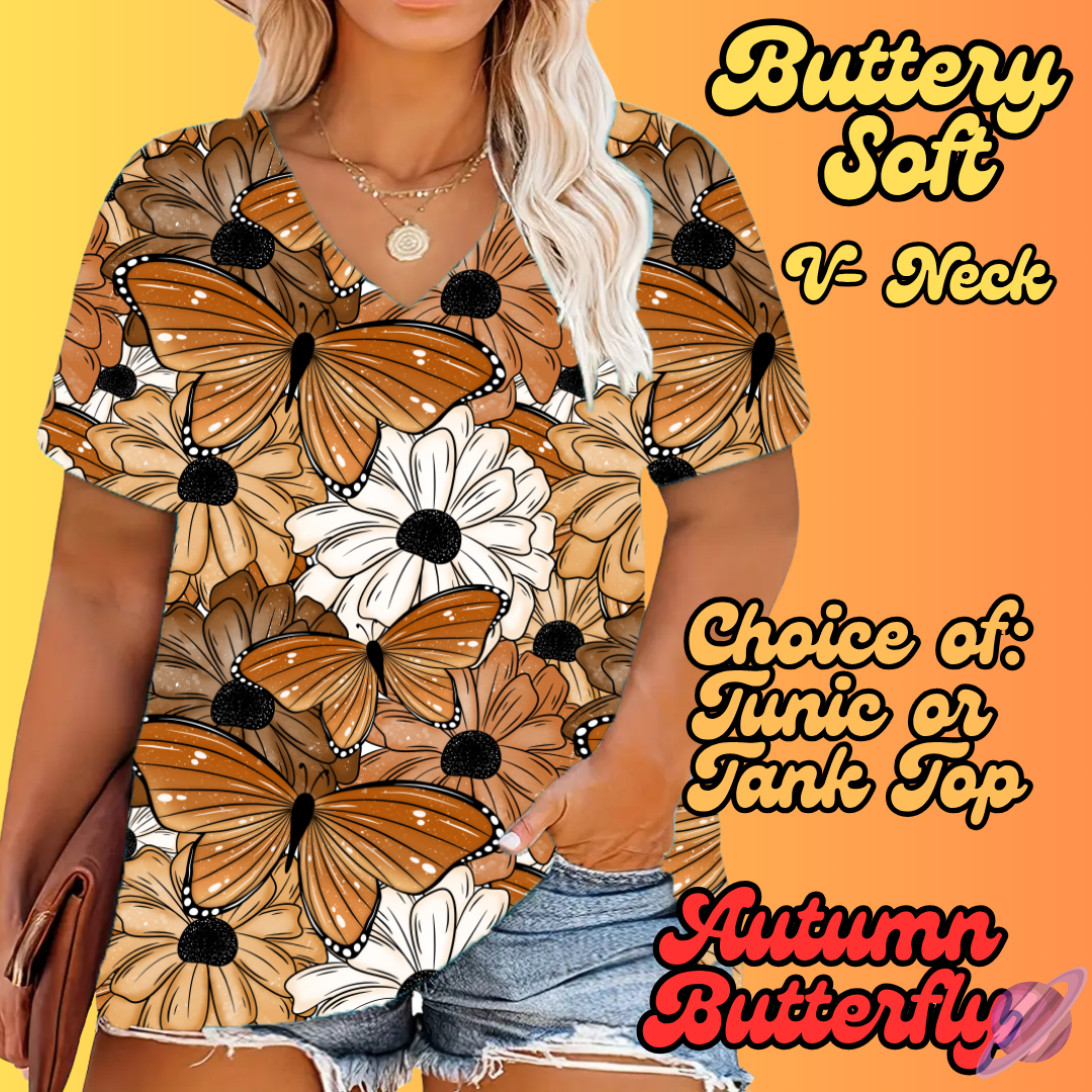 PRETTY FALL RUN-AUTUMN BUTTERFLY-TUNIC OR TANK-PREORDER CLOSING 8/3