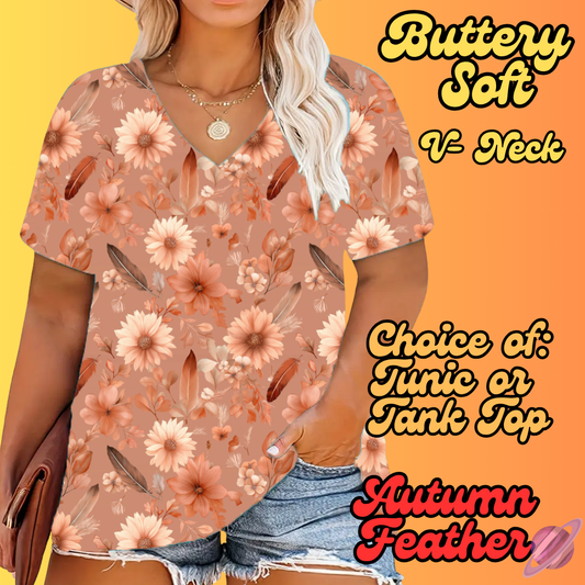 PRETTY FALL RUN-AUTUMN FEATHER-TUNIC OR TANK-PREORDER CLOSING 8/3